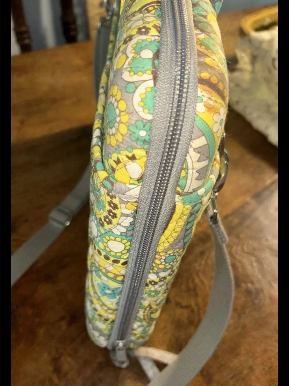 Vera Bradley Laptop Case Green Yellow Paisley Tapestry Quilted Boho Hippie 11x14